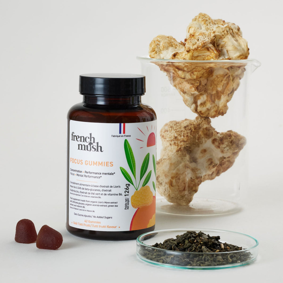 French Mush compléments alimentaires à base d'extraits de champignons médicinaux biologiques fabriqués en France Gummies Focus - gummies -