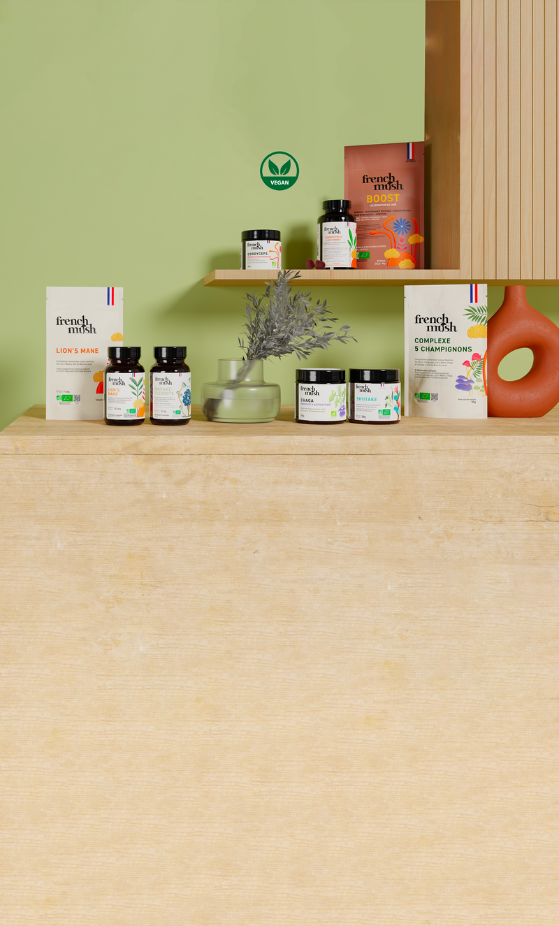 French Mush compléments alimentaires à base d'extraits de champignons médicinaux biologiques fabriqués en France - Automne