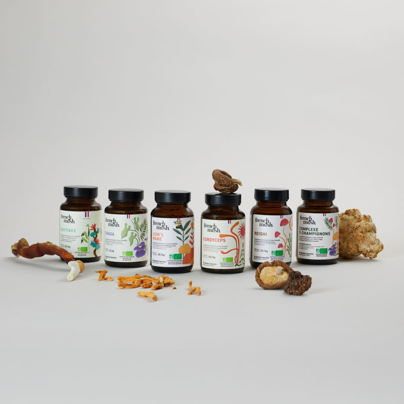 French Mush compléments alimentaires à base d'extraits de champignons médicinaux biologiques fabriqués en France - gamme French Mush