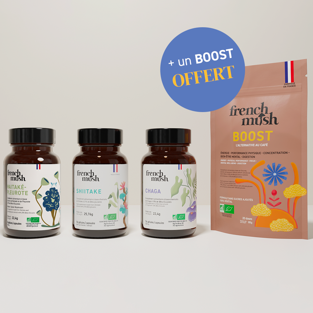 French Mush compléments alimentaires à base d'extraits de champignons médicinaux biologiques fabriqués en France Pack Summer Body - -