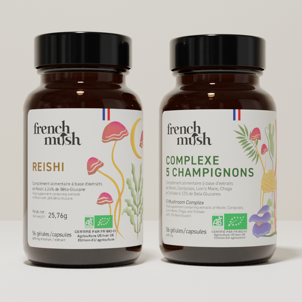 French Mush compléments alimentaires à base d'extraits de champignons médicinaux biologiques fabriqués en France Pack équilibre hormonal gélules - gélules -