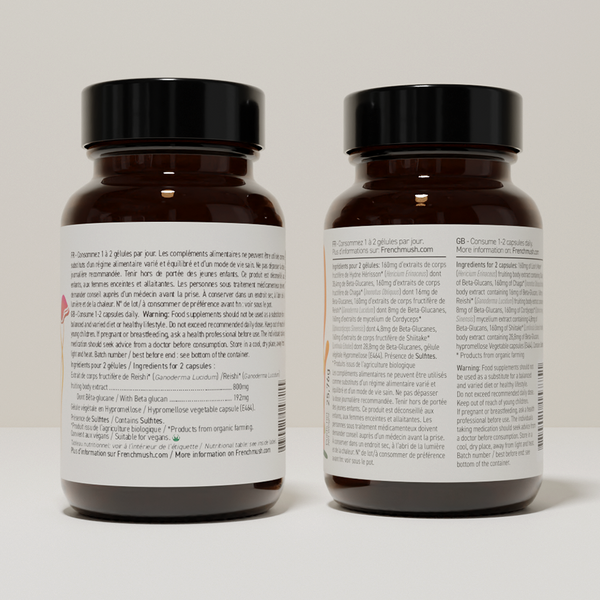 French Mush compléments alimentaires à base d'extraits de champignons médicinaux biologiques fabriqués en France Pack équilibre hormonal gélules - gélules -