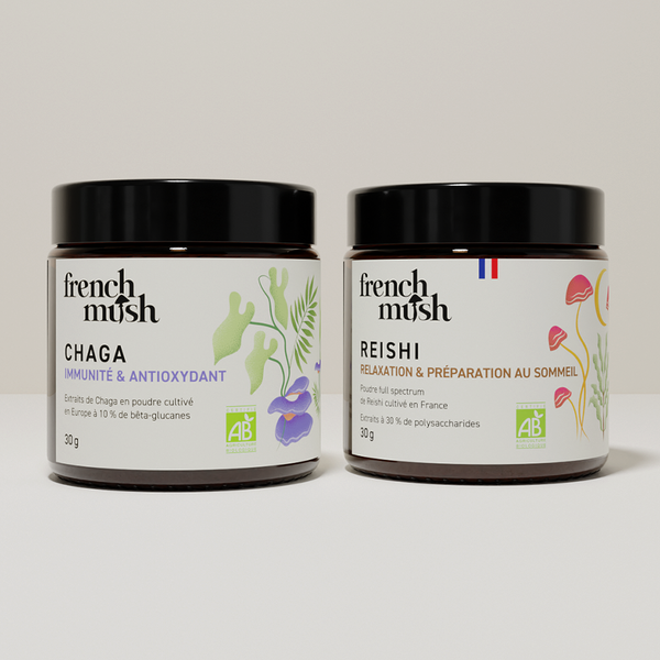 French Mush compléments alimentaires à base d'extraits de champignons médicinaux biologiques fabriqués en France Le pack Acné poudre - poudre -