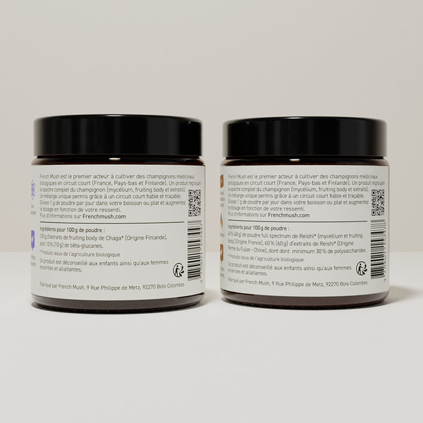 French Mush compléments alimentaires à base d'extraits de champignons médicinaux biologiques fabriqués en France Le pack Acné poudre - poudre -
