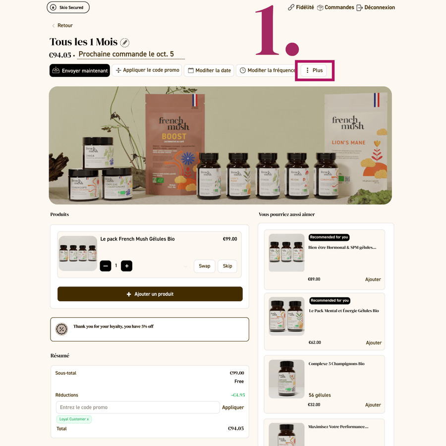 French Mush compléments alimentaires à base d'extraits de champignons médicinaux biologiques fabriqués en France - GIF  -Page guide abonnement