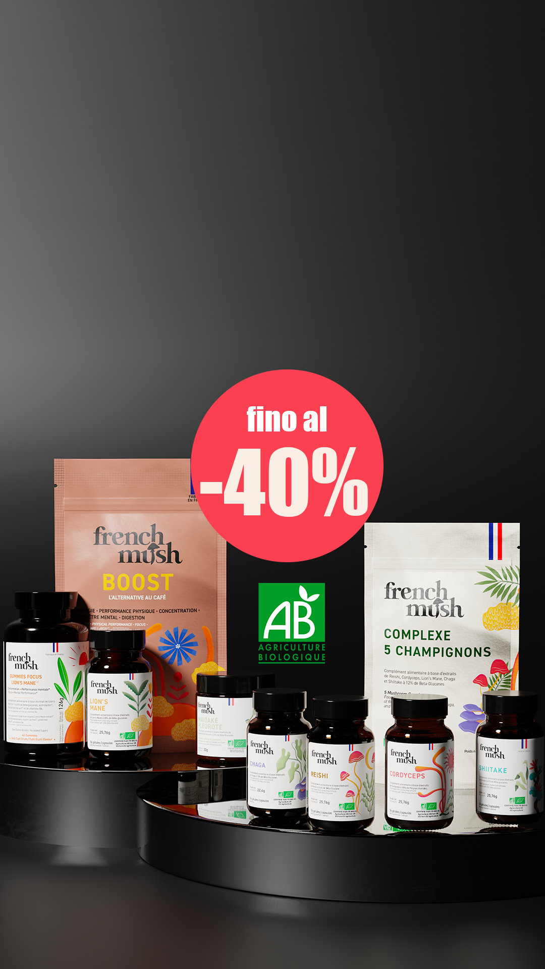 Integratori alimentari French Mush a base di estratti di funghi medicinali biologici prodotti in Francia – BLACK FRIDAY 2025