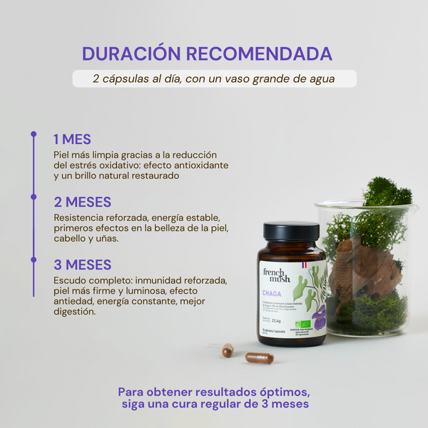 French Mush compléments alimentaires à base d'extraits de champignons médicinaux biologiques fabriqués en France -  - durée recommandée