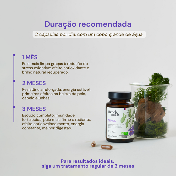 French Mush compléments alimentaires à base d'extraits de champignons médicinaux biologiques fabriqués en France -  - durée recommandée