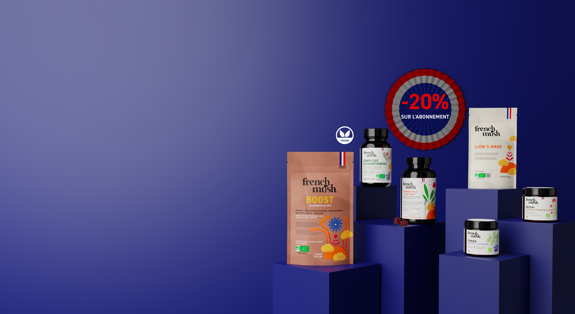 French Mush compléments alimentaires à base d'extraits de champignons médicinaux biologiques fabriqués en France - FrenchDays