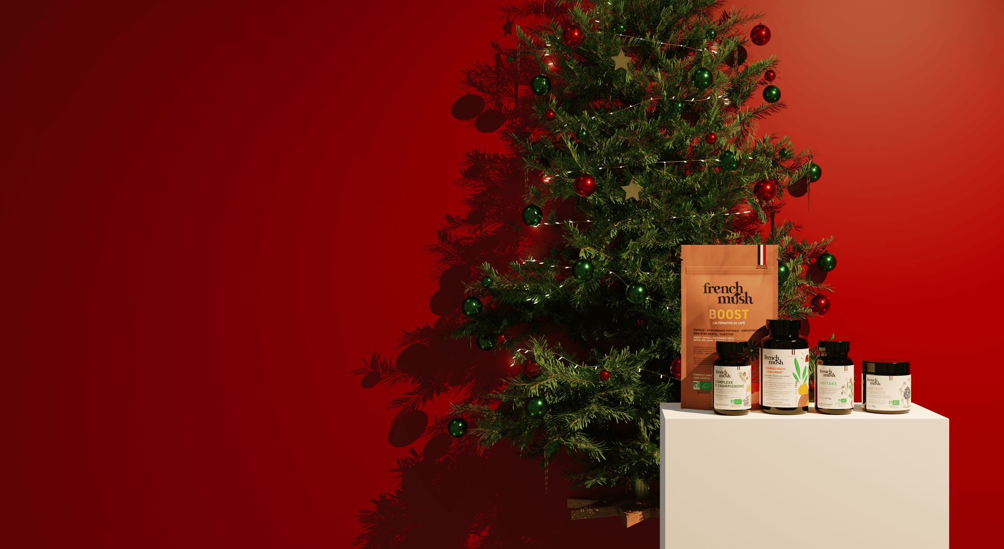 French Mush compléments alimentaires à base d'extraits de champignons médicinaux biologiques fabriqués en France - Fin d'année 2025