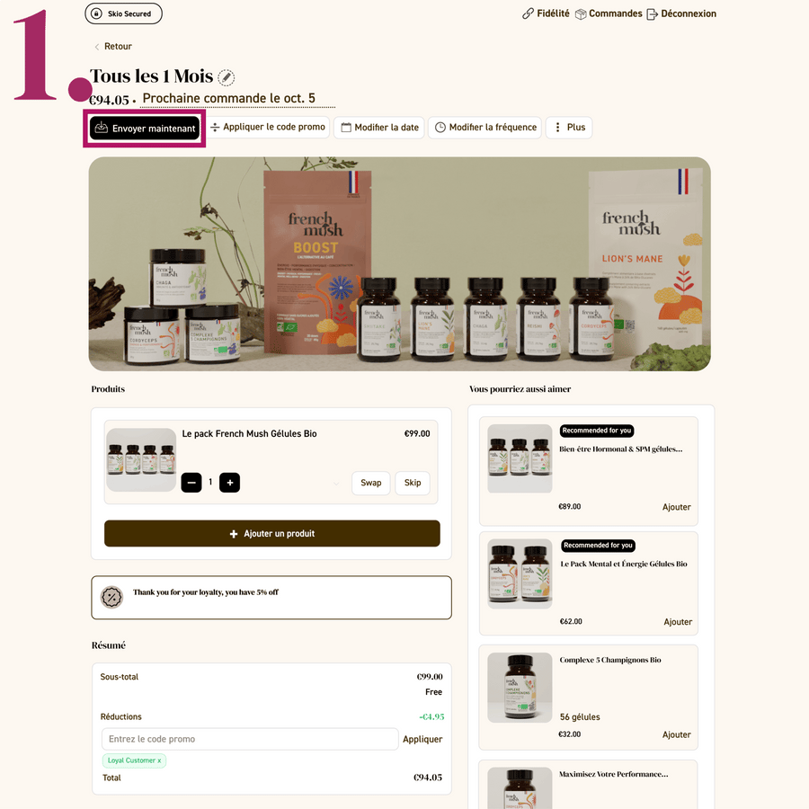 French Mush compléments alimentaires à base d'extraits de champignons médicinaux biologiques fabriqués en France - GIF  -Page guide abonnement