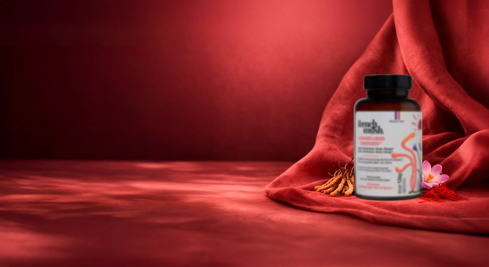 French Mush compléments alimentaires à base d'extraits de champignons médicinaux biologiques fabriqués en France - 4 à 8 fois plus efficace Produit le plus dosé d'Europe Cultivé en France et en Finlande Extraction breveté - teasing libido