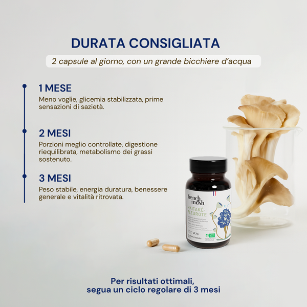 French Mush compléments alimentaires à base d'extraits de champignons médicinaux biologiques fabriqués en France -Durée de recommandation- IT-MAITAKE_PLEUROTE