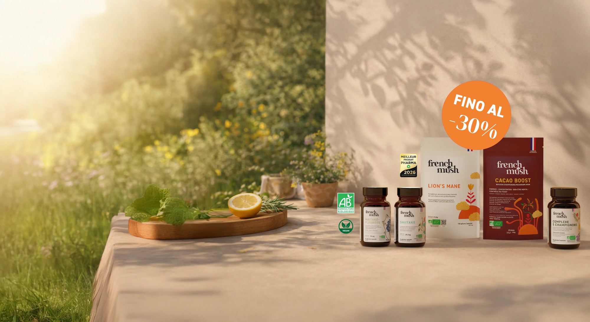 French Mush integratori alimentari a base di estratti di funghi medicinali biologici prodotti in Francia – mushdays di primavera – marzo 2026
Da 4 a 8 volte più efficace
Il prodotto più concentrato d’Europa
Coltivato in Francia e in Finlandia
Estrazione brevettata