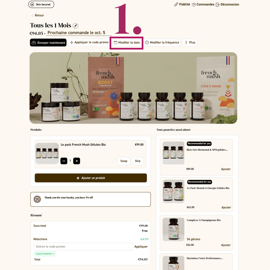 French Mush compléments alimentaires à base d'extraits de champignons médicinaux biologiques fabriqués en France - GIF  -Page guide abonnement