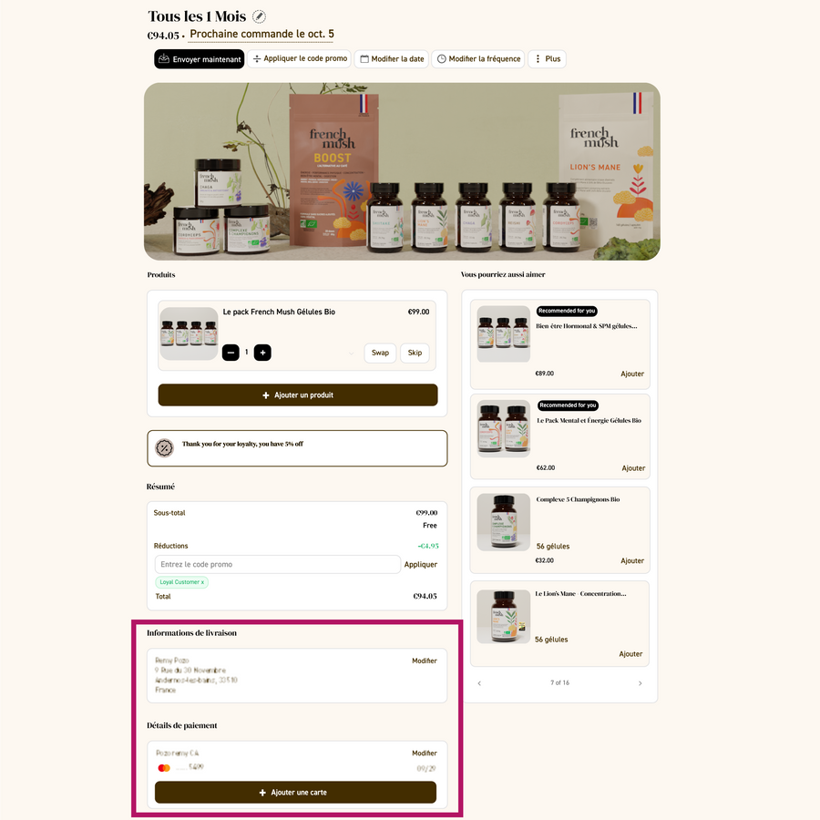 French Mush compléments alimentaires à base d'extraits de champignons médicinaux biologiques fabriqués en France - GIF  -Page guide abonnement