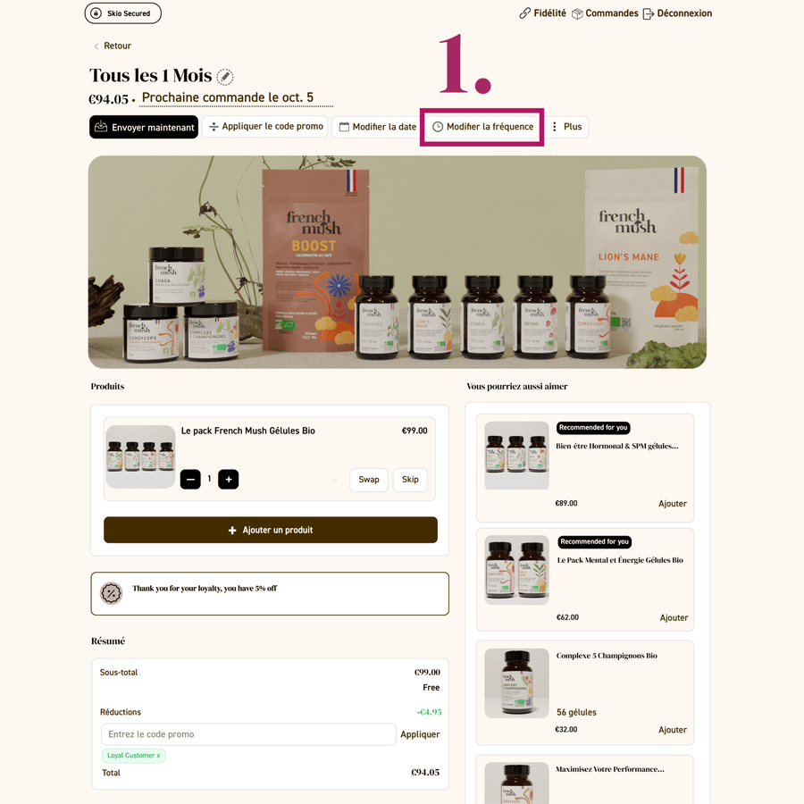 French Mush compléments alimentaires à base d'extraits de champignons médicinaux biologiques fabriqués en France - GIF  -Page guide abonnement