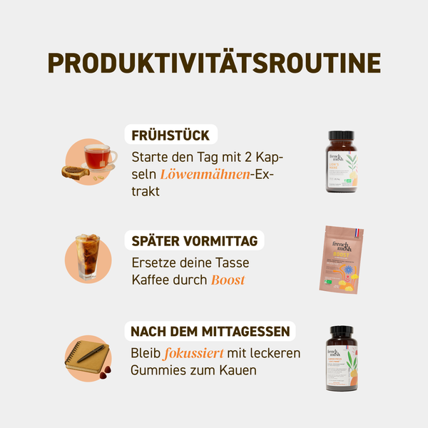French Mush Nahrungsergänzungsmittel aus biologischen Heilpilzextrakten, hergestellt in Frankreich