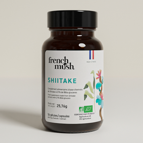 French Mush compléments alimentaires à base d'extraits de champignons médicinaux biologiques fabriqués en France Le Shiitaké - gélules -