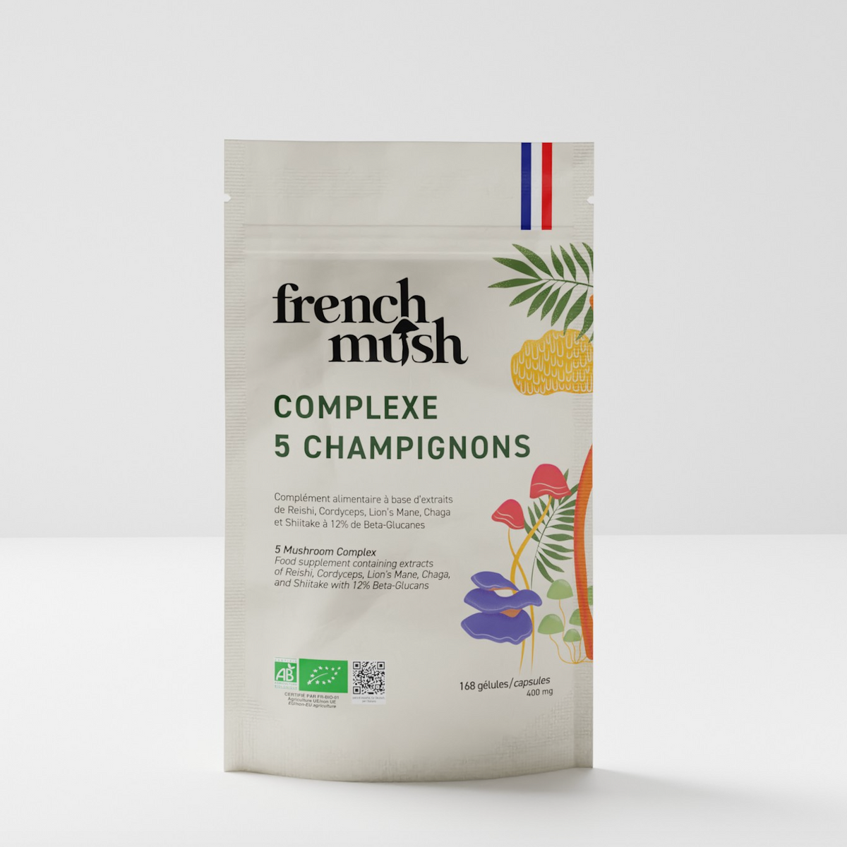 French Mush compléments alimentaires à base d'extraits de champignons médicinaux biologiques fabriqués en France test - - Blanc