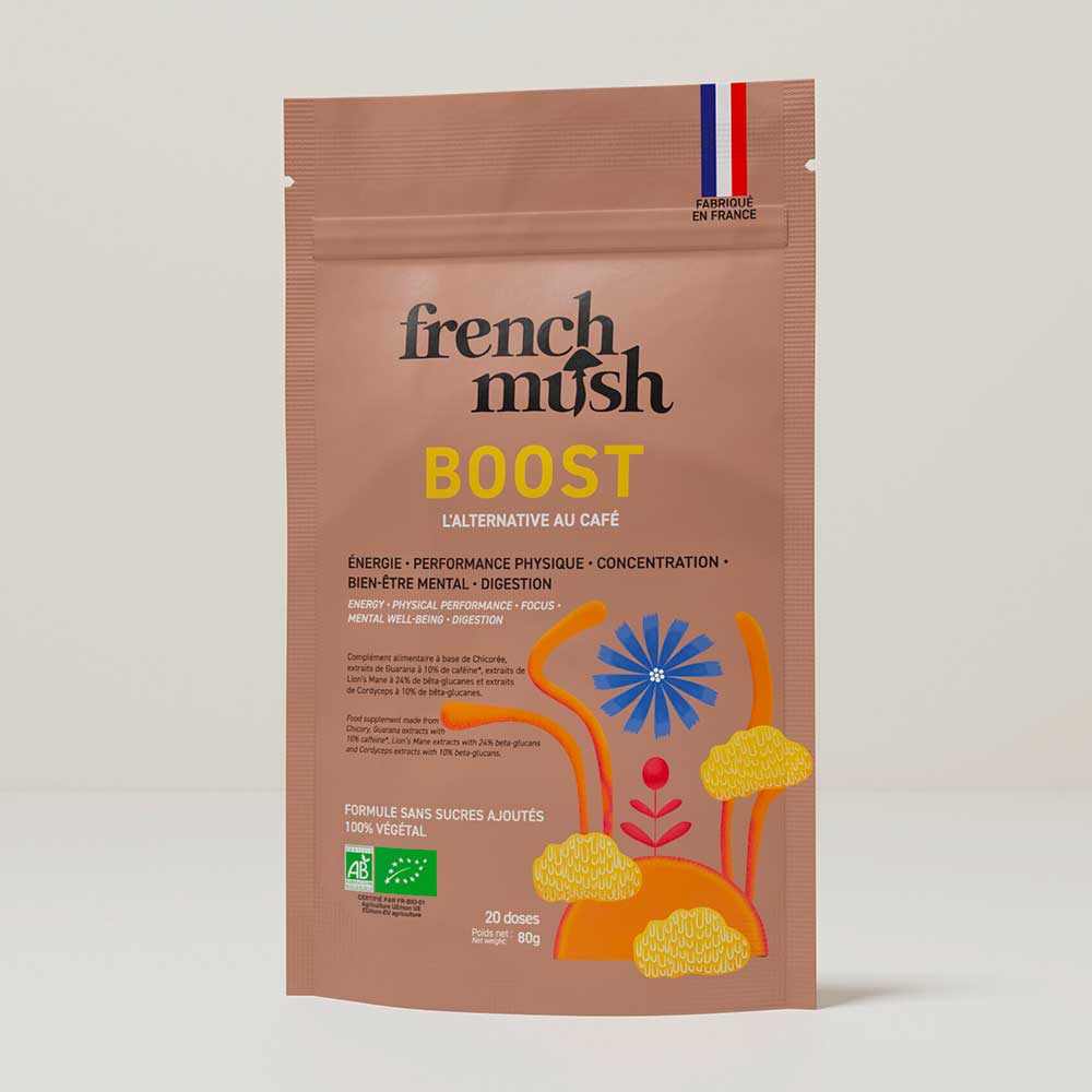 French Mush compléments alimentaires à base d'extraits de champignons médicinaux biologiques fabriqués en France - Boisson Boost Bio · Chicorée - French Mush - boisson
