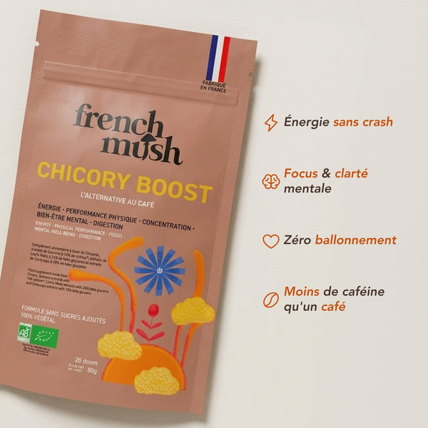 French Mush compléments alimentaires à base d'extraits de champignons médicinaux biologiques fabriqués en France - Boisson Boost Bio · Chicorée · Choose - French Mush-