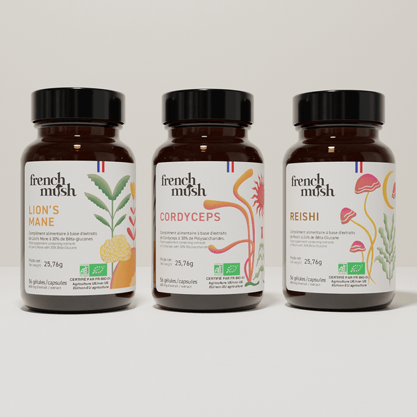 French Mush compléments alimentaires à base d'extraits de champignons médicinaux biologiques fabriqués en France Bien-être et ménopause gélules Bio - gélules -