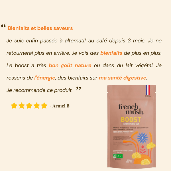 French Mush compléments alimentaires à base d'extraits de champignons médicinaux biologiques fabriqués en France Boost Spécial Fêtes - boisson -