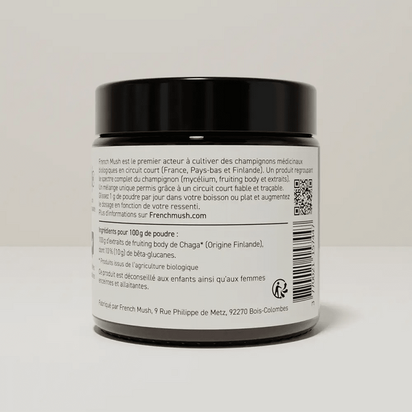 French Mush compléments alimentaires à base d'extraits de champignons médicinaux biologiques fabriqués en France Chaga Bio , votre allié beauté ! - poudre -