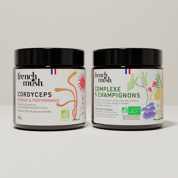 French Mush compléments alimentaires à base d'extraits de champignons médicinaux biologiques fabriqués en France Complexe Champignons 5 - Cordyceps en poudres - poudre -