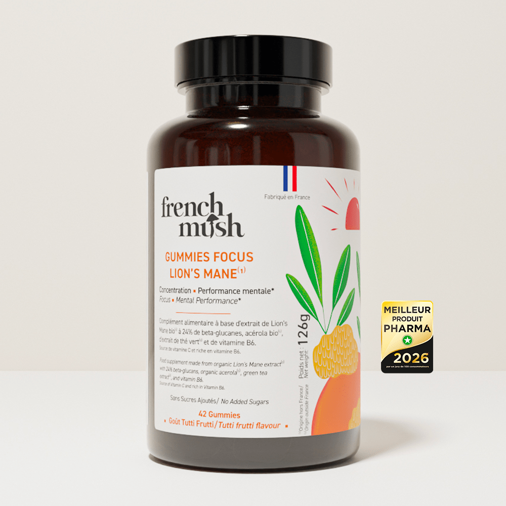 French Mush compléments alimentaires à base d'extraits de champignons médicinaux biologiques fabriqués en France - Gummies Focus - French Mushgummies