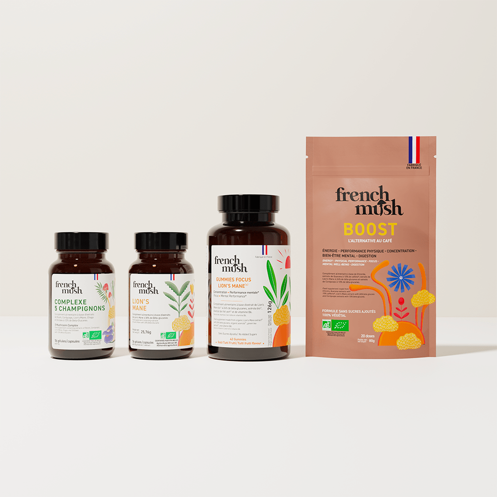 French Mush compléments alimentaires à base d'extraits de champignons médicinaux biologiques fabriqués en France - Le Pack Best Seller - French Mushgélules