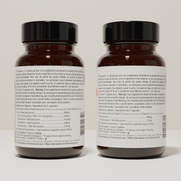 French Mush compléments alimentaires à base d'extraits de champignons médicinaux biologiques fabriqués en France Le pack Concentration et Sommeil Gélules Bio - gélules -