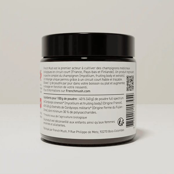 French Mush compléments alimentaires à base d'extraits de champignons médicinaux biologiques fabriqués en France Le Cordyceps Bio - poudre -