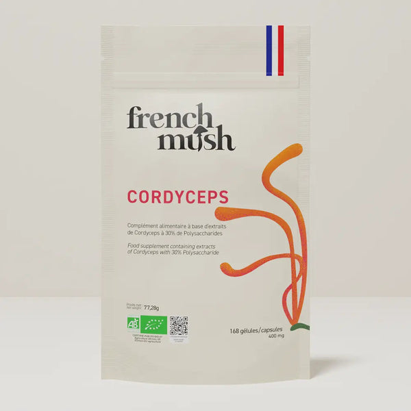French Mush compléments alimentaires à base d'extraits de champignons médicinaux biologiques fabriqués en France Maximisez Votre Performance Sportive avec le Cordyceps Bio - gélules - 168 gélules