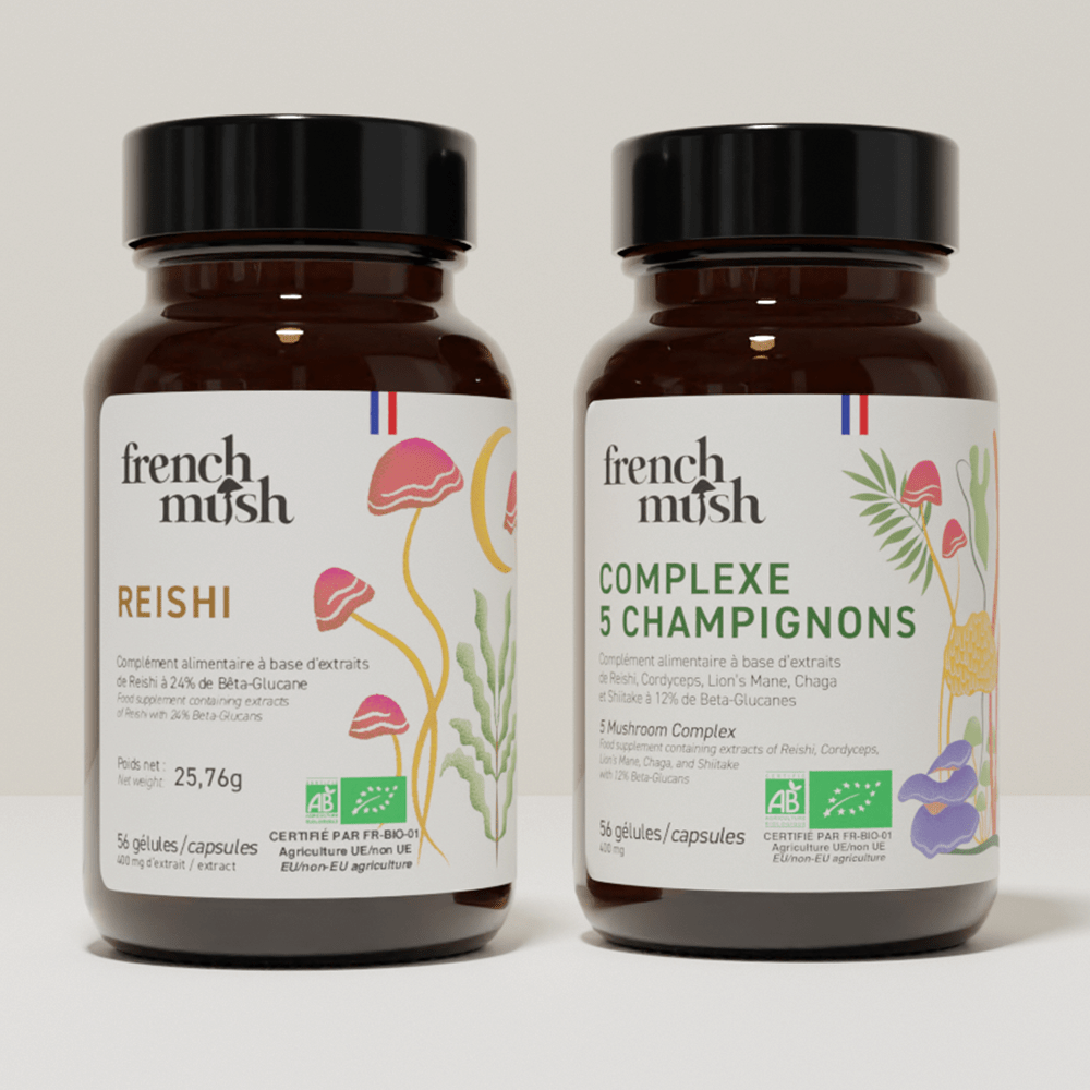 French Mush compléments alimentaires à base d'extraits de champignons médicinaux biologiques fabriqués en France Pack équilibre hormonal gélules Bio - gélules -