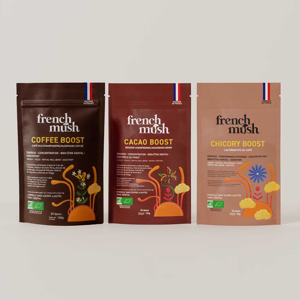 French Mush compléments alimentaires à base d'extraits de champignons médicinaux biologiques fabriqués en France Pack Trio - -